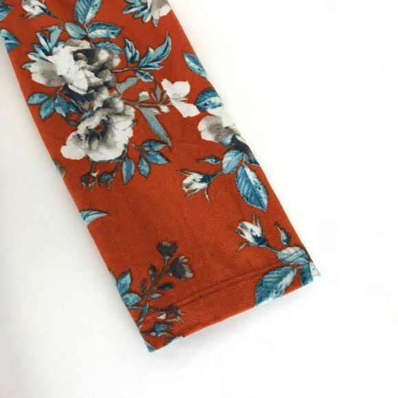 Rue21 Floral Cold Shoulder Top Size Small Orange Criss-Cross Stretch Knit Casual - Picture 5 of 9